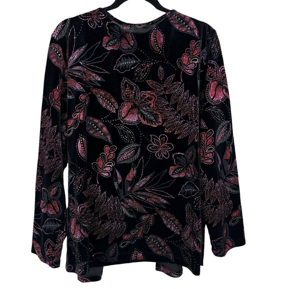 Notations Velvet Pink Red Sparkle Glitter Black Jacket Shell Christmas Size 1X - Picture 2 of 7